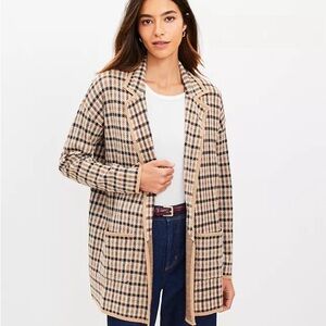LOFT Beige and Black Plaid Blazer